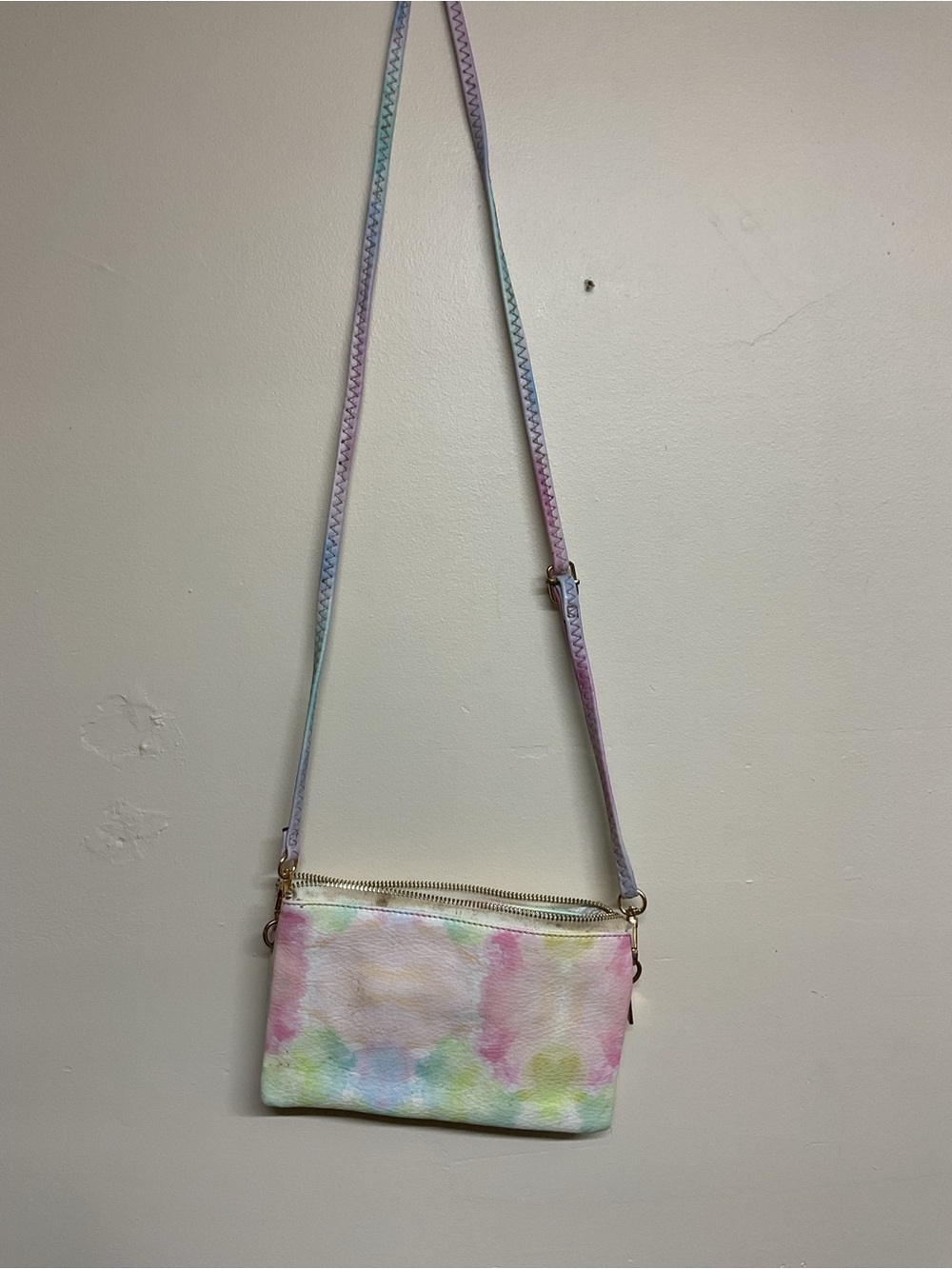 Pastel Tie-Dye Crossbody Bag for Women - Adjustable Strap